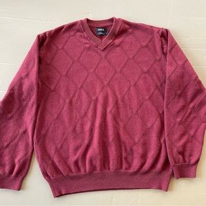 Ashworth Men's Diamond Texture Pima Pullover V-Neck Sweater Men's L